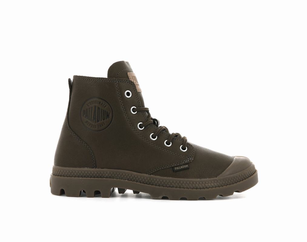 Palladium Pampa Hi Leather Ul Mens Boots Dark Brown Australia [FGOXYN-012]